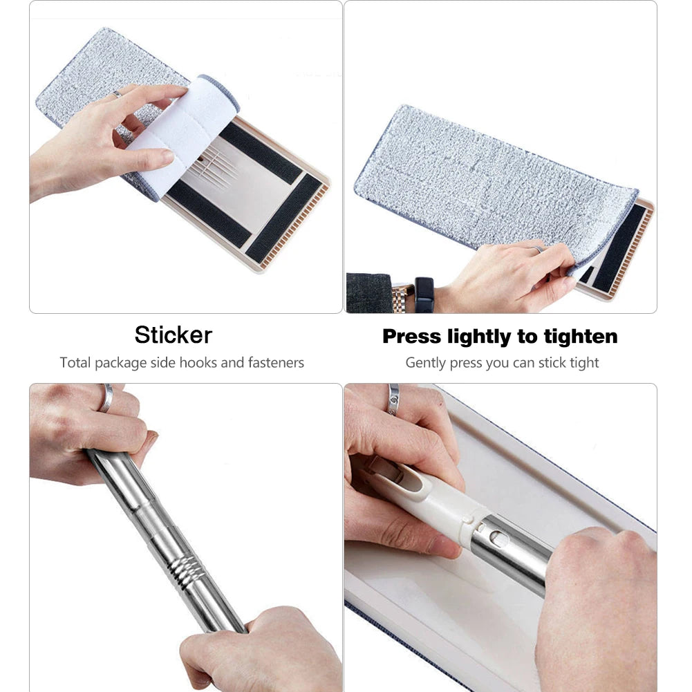Mop Microfiber Rotating Head Replacement Floor Mop Head Household Floor Bucket Heads Multi-function Stickable for Home Office