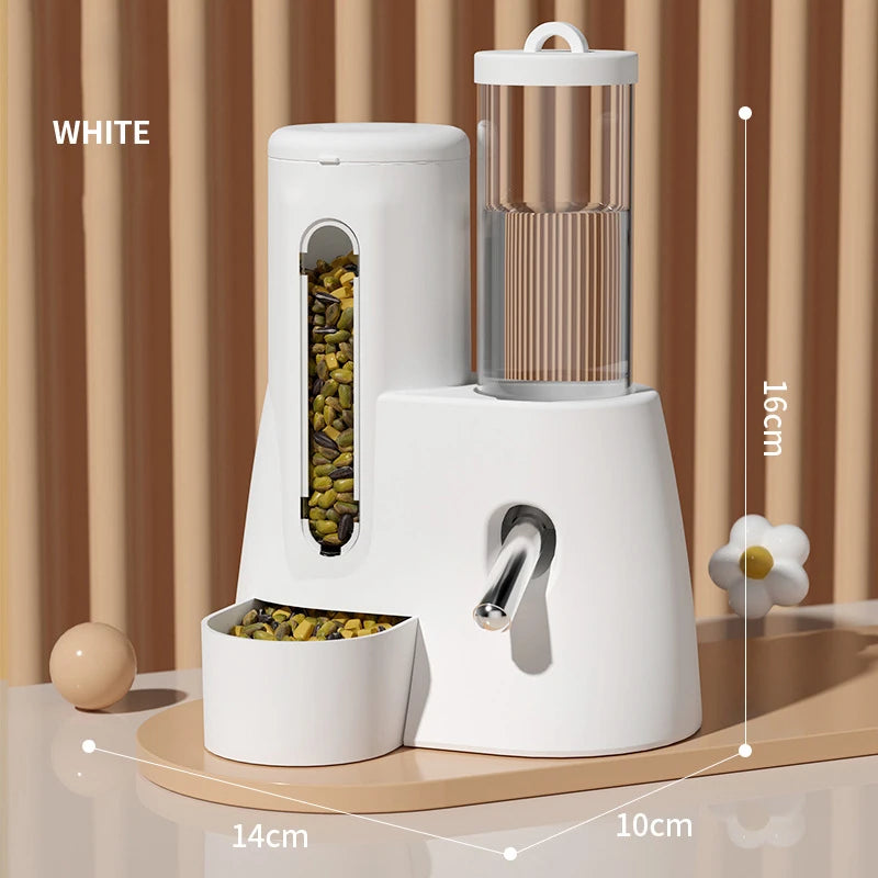 Hamster Water Bottle Automatic Feeding and Drinking Fountain Golden Bear Food Bowl 2-in-1 Water Bottle with Ball