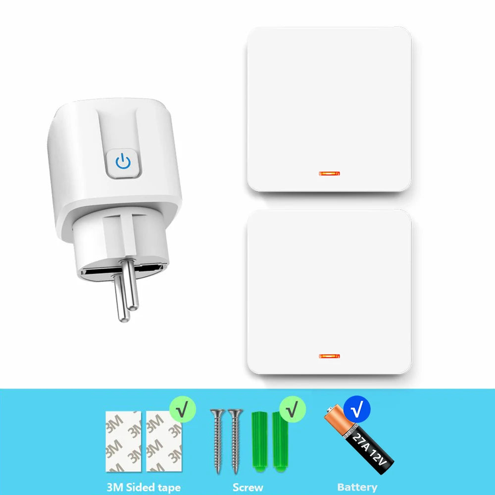 RF Wireless Smart Plug 110V 220V 16A High-power Socket and 86 Wireless Push Button Wall Switch with Battery for Home Appliance