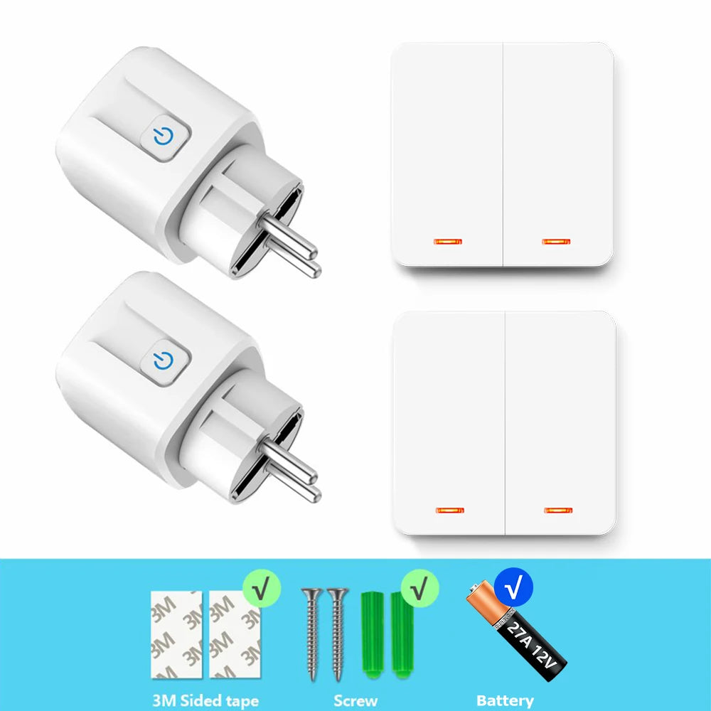 RF Wireless Smart Plug 110V 220V 16A High-power Socket and 86 Wireless Push Button Wall Switch with Battery for Home Appliance