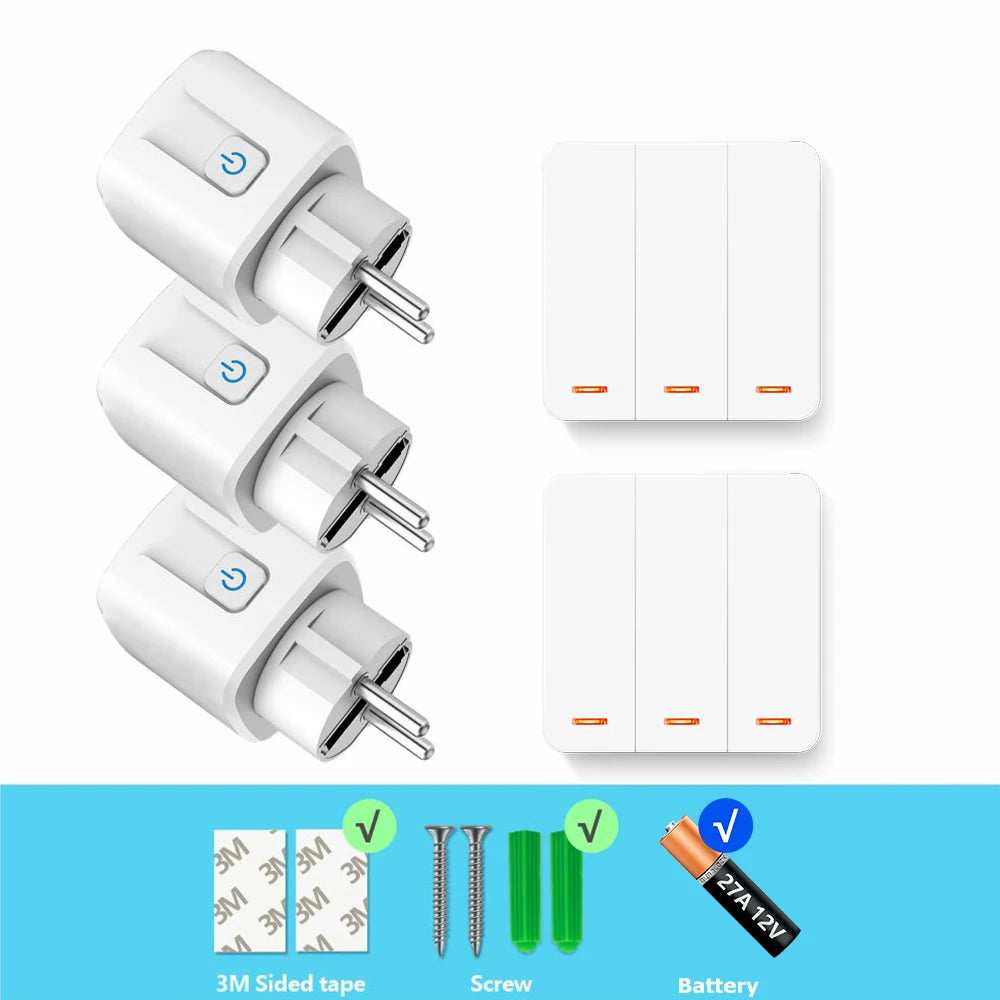 RF Wireless Smart Plug 110V 220V 16A High-power Socket and 86 Wireless Push Button Wall Switch with Battery for Home Appliance