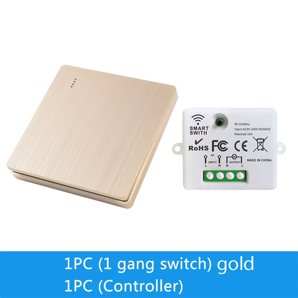 86 Wireless Smart RF 433Mhz 100-220V Wall Panel with Remote Control Mini Relay Receiver Home Led Light Lamp Switch