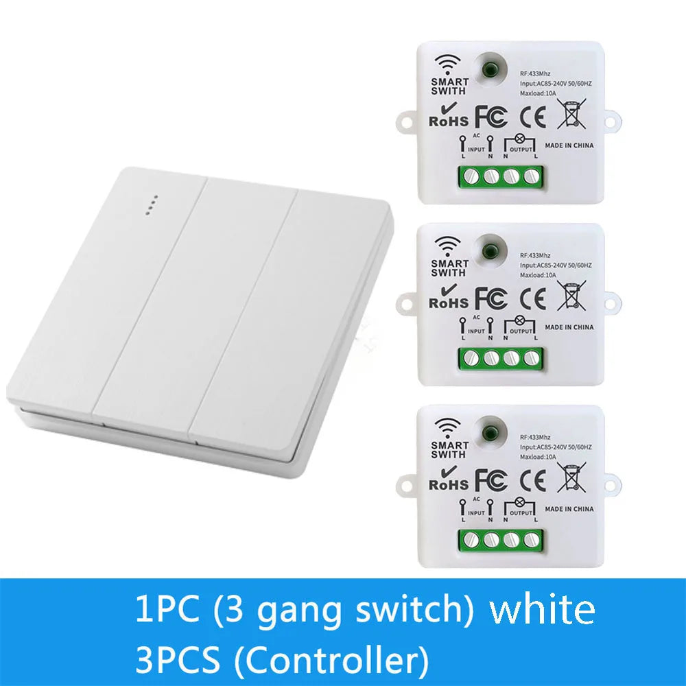 86 Wireless Smart RF 433Mhz 100-220V Wall Panel with Remote Control Mini Relay Receiver Home Led Light Lamp Switch