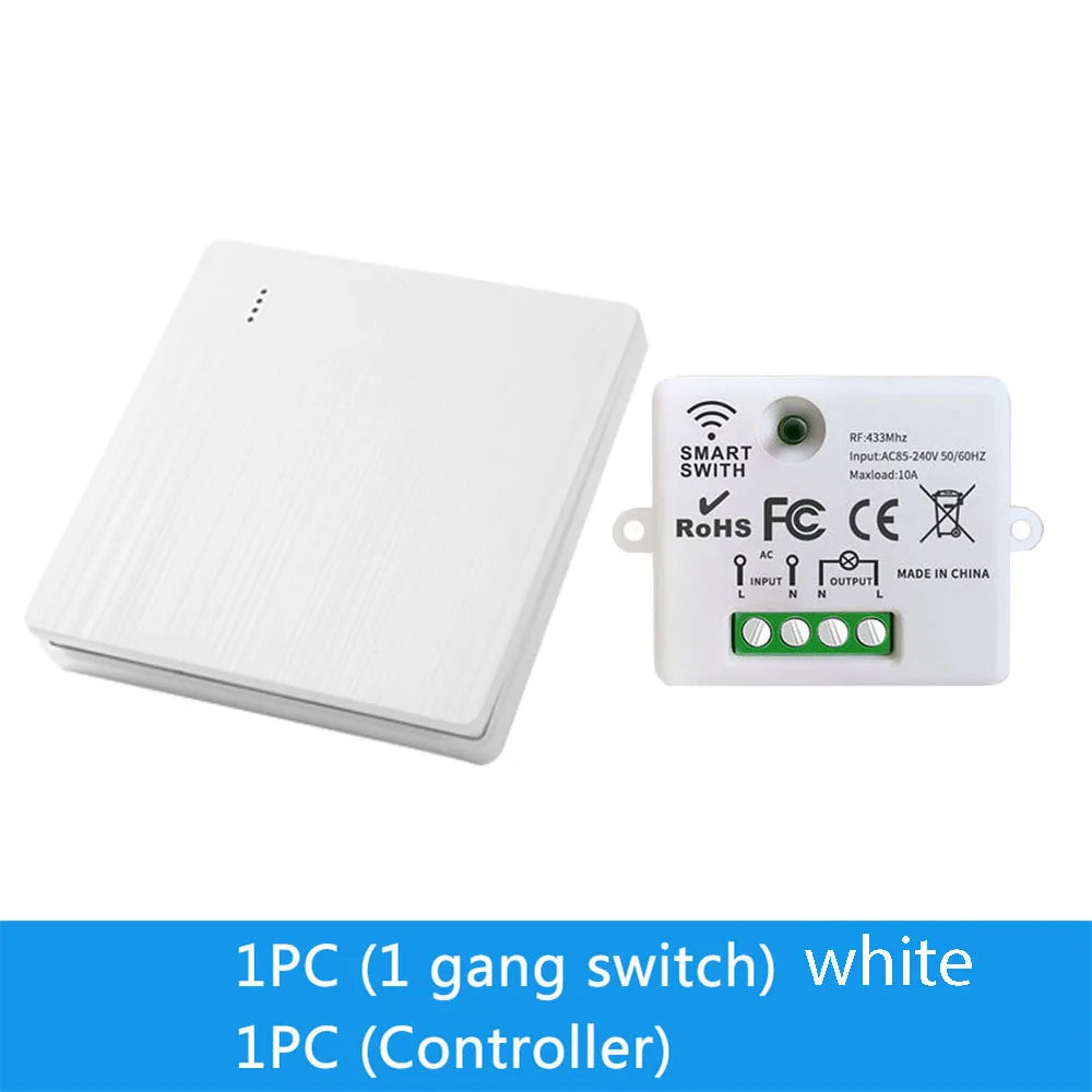 86 Wireless Smart RF 433Mhz 100-220V Wall Panel with Remote Control Mini Relay Receiver Home Led Light Lamp Switch